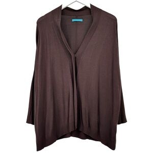 Alice + Olivia Brown Snap Button Loose Fit Lightweight Silk Blend Knit Cardigan